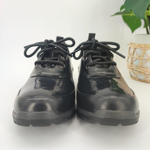 Bogs Women's Amanda Lace Up Short Black Rubber Waterproof Boots Size 7 - Picture 2 of 8